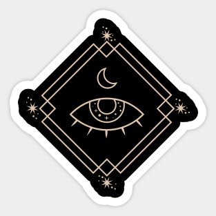 Line artwork - Mystic eye and moon symbol Sticker